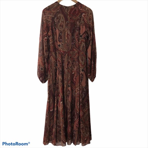 Tommy Hilfiger Balloon Sleeve Paisley Midi Dress - Picture 6 of 8